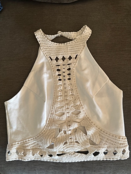 ginnisks Tops - Ginnisks Cream Crochet-Back Halter Camisole large